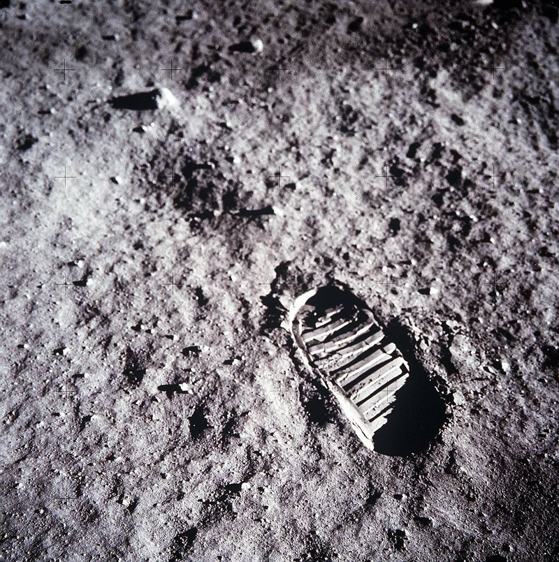 One of the first steps taken on the Moon, this is an image of Buzz Aldrin’s bootprint from the Apollo 11 mission.